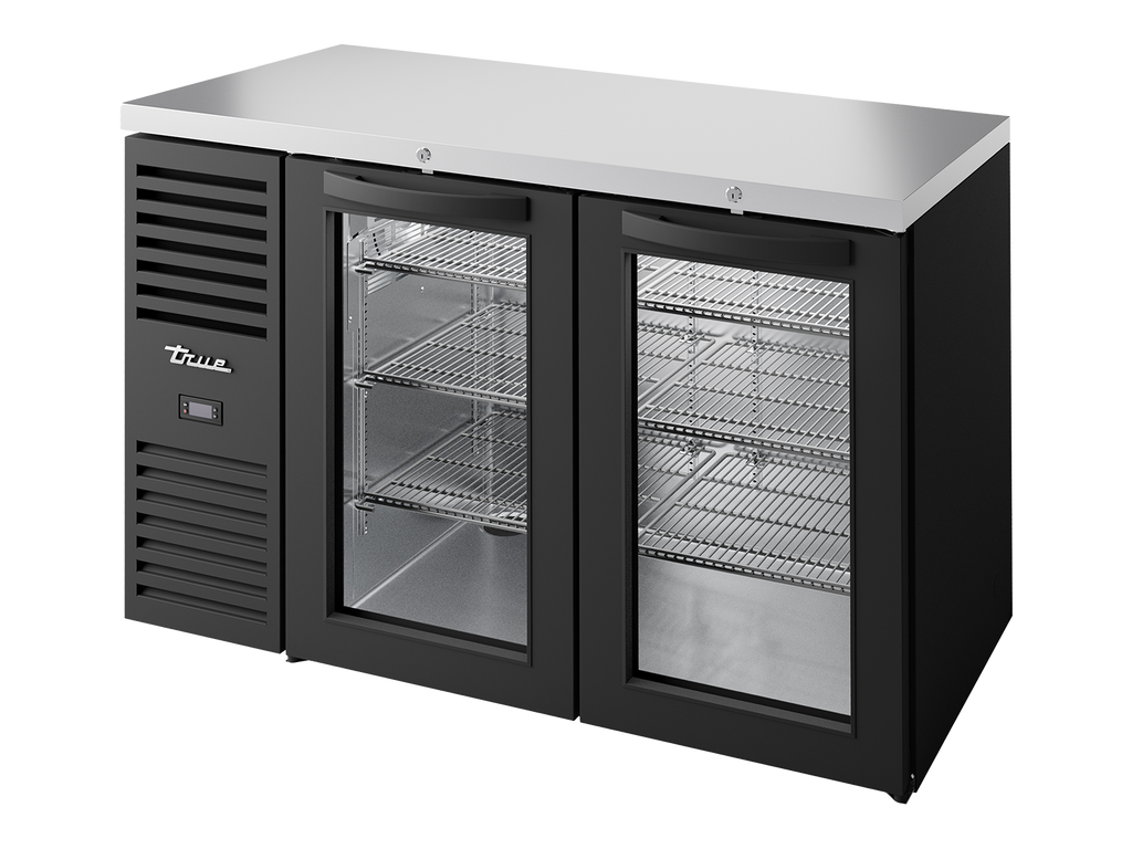 True Refrigeration TBR52-RISZ1-L-B-GG-2 Bar Refrigerator | 2 Glass Swing Doors | Black | 480 Litres