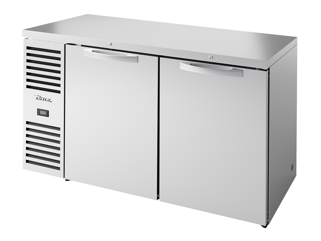 True Refrigeration TBR60-RISZ1-L-S-SS-2 Bar Refrigerator | 2 Solid Swing Doors | Stainless Steel | 550 Litres