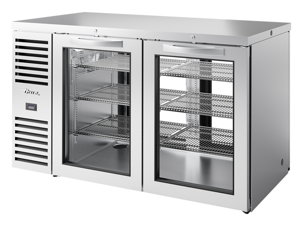 True Refrigeration TBR60-PTSZ1-L-S-GG-GG-2 Pass-Thru Bar Refrigerator | 2 Glass Swing Doors Front | 2 Glass Swing Door Rear | Stainless Steel | 550 Litres