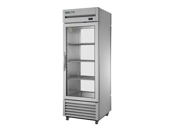 True Refrigeration T-23G-PT-HC-FGD01 1G-1G Upright "Pass-Thru" Display Refrigerator | Glass Door Front | 1 Glass Door Rear | 438 Litres