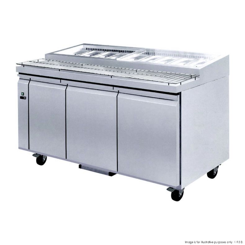 F.E.D PWB180 I 3 Doors Fridge I Deluxe I Pizza Prep Bench I Prep Bench Fridge