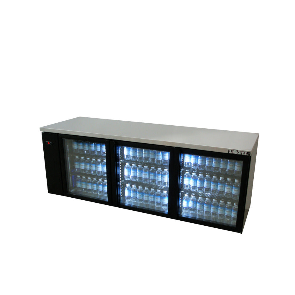 Williams Refrigeration HB3RGB I Boronia Remote I Black Glass I 3 Door Refrigerator I Refrigerator I Commercial Refrigerator