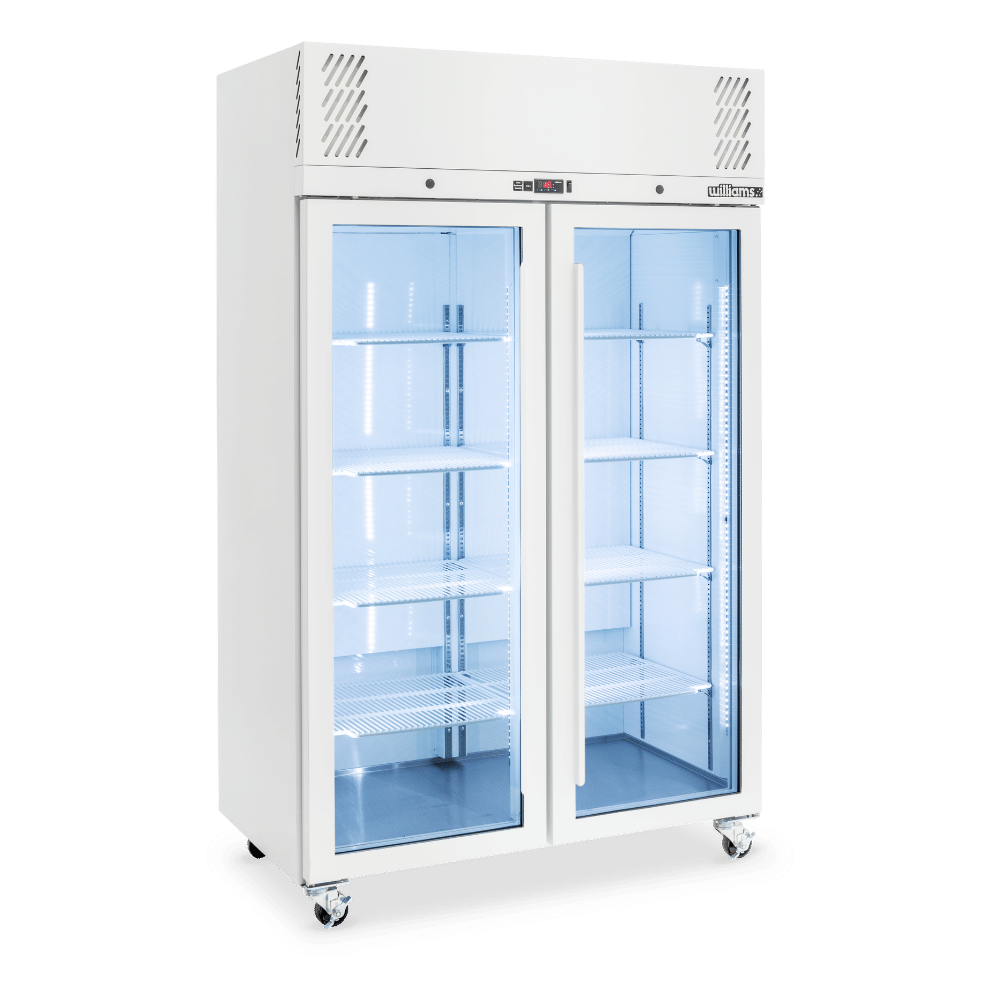 Williams Refrigeration HPR2GWHC I Pearl I White I Upright Fridge I Glass I 2 Door I Refrigerator I Slim Fridger I Commercial Refrigerator