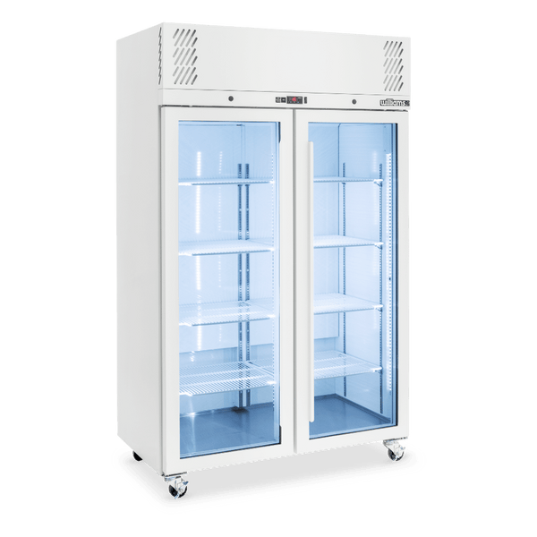 Williams Refrigeration HPR2GWHC I Pearl I White I Upright Fridge I Glass I 2 Door I Refrigerator I Slim Fridger I Commercial Refrigerator