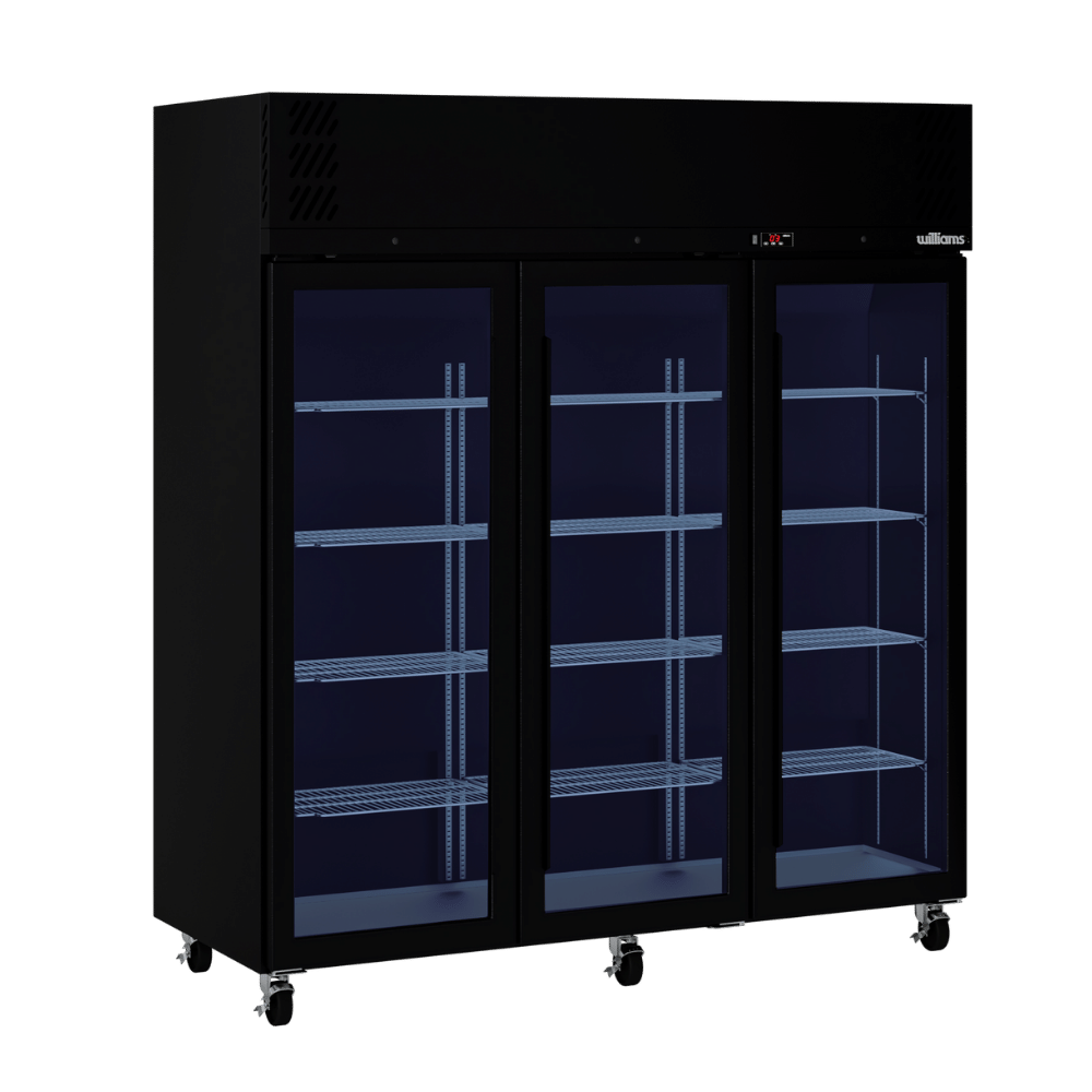 Williams Refrigeration HP3GBHC I Pearl I Black I Glass Door Refrigerators I 3 Door Refrigerator I Refrigerator I Commercial Refrigerator