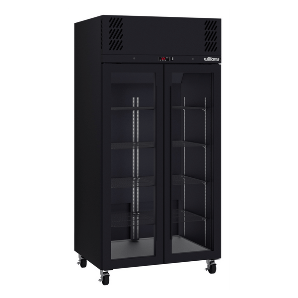 Williams Refrigeration HPR2GBHC I Pearl I Black I Upright Fridge I Glass I 2 Door I Refrigerator I Slim Fridger I Commercial Refrigerator