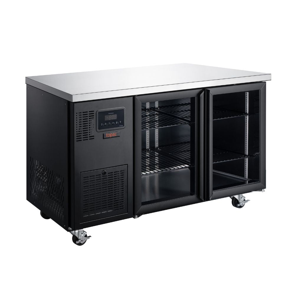 Williams Refrigeration HTU2GBHC Topaz Undercounter | Black | 2 Glass Door | Self Contained | Undercounter Fridge