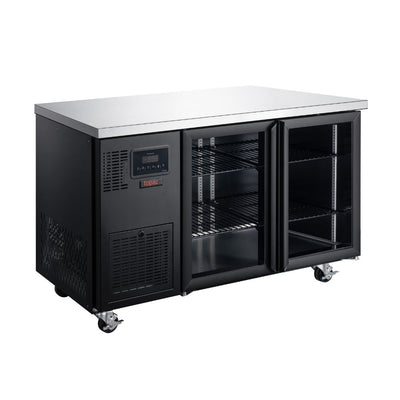Williams Refrigeration HTU2GBHC Topaz Undercounter | Black | 2 Glass Door | Self Contained | Undercounter Fridge