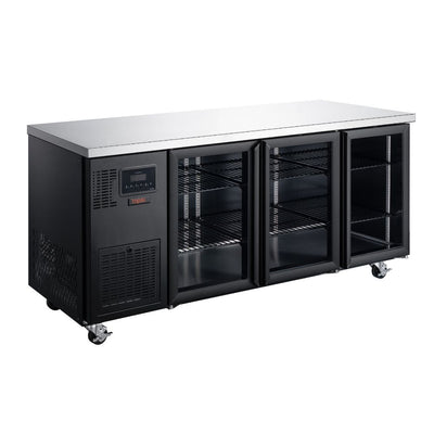Williams Refrigeration HTU3GBHC Topaz Undercounter | Black | 3 Glass Door | Self Contained | Undercounter Fridge