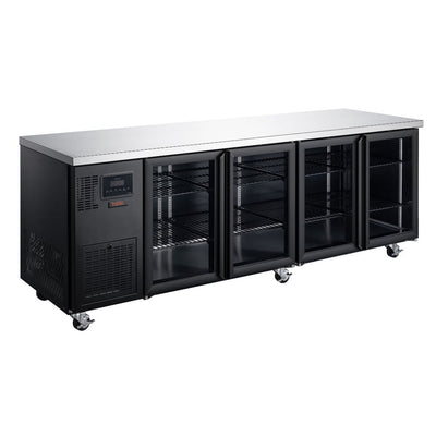 Williams Refrigeration HTU4GBHC Topaz Undercounter | Black | 4 Glass Door | Self Contained | Undercounter Fridge