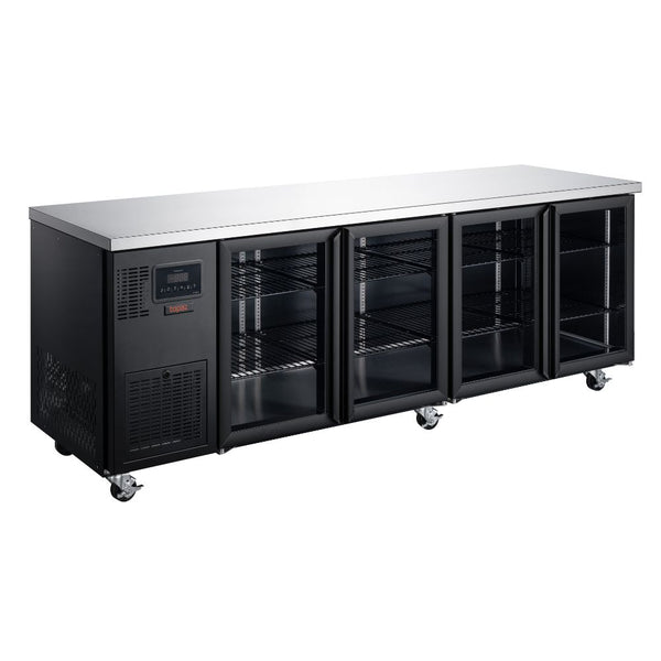 Williams Refrigeration HTU4GBHC Topaz Undercounter | Black | 4 Glass Door | Self Contained | Undercounter Fridge