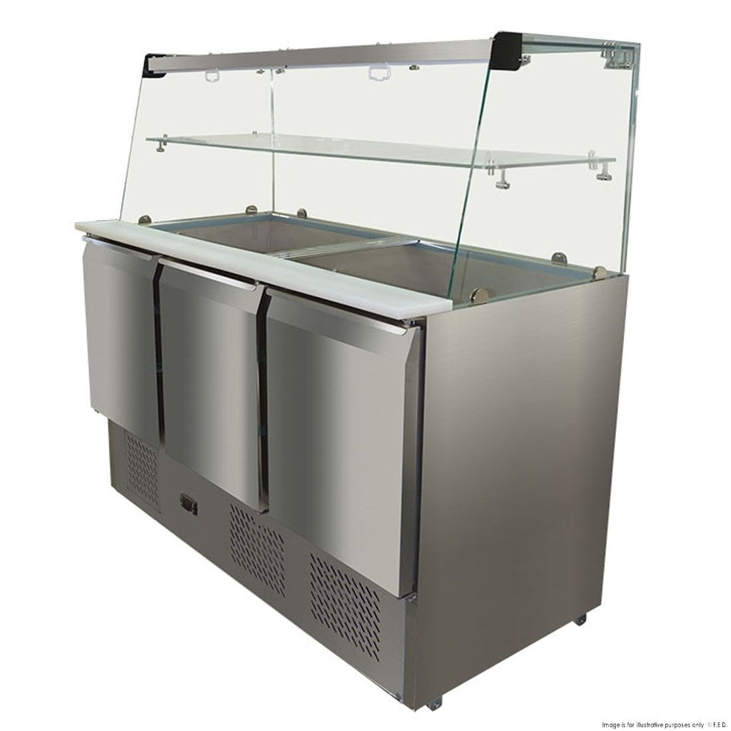 F.E.D S903GC I 3 Door Commercial Refrigerator I Compact Workbench I Salad Bench Fridge I Food Display Fridge I Bar Fridge
