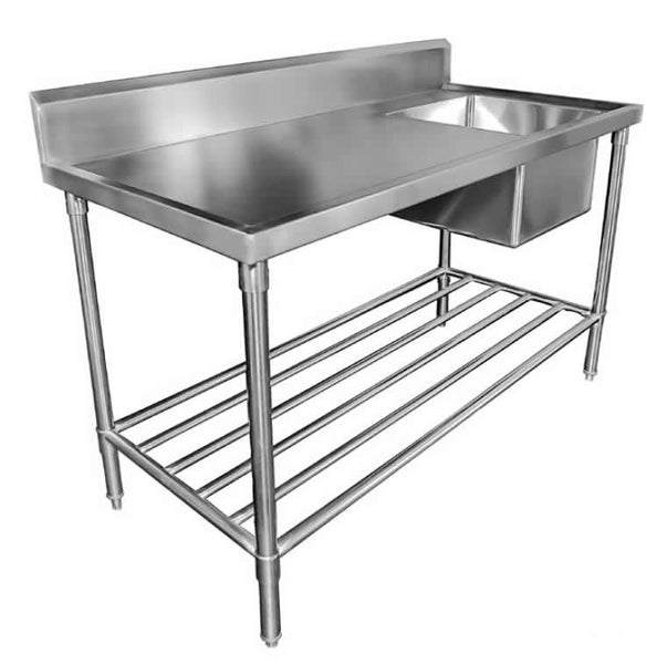 Mixrite SS1618R Sink Bench with Splashback Right 600mm Depth - 1800mm Wide