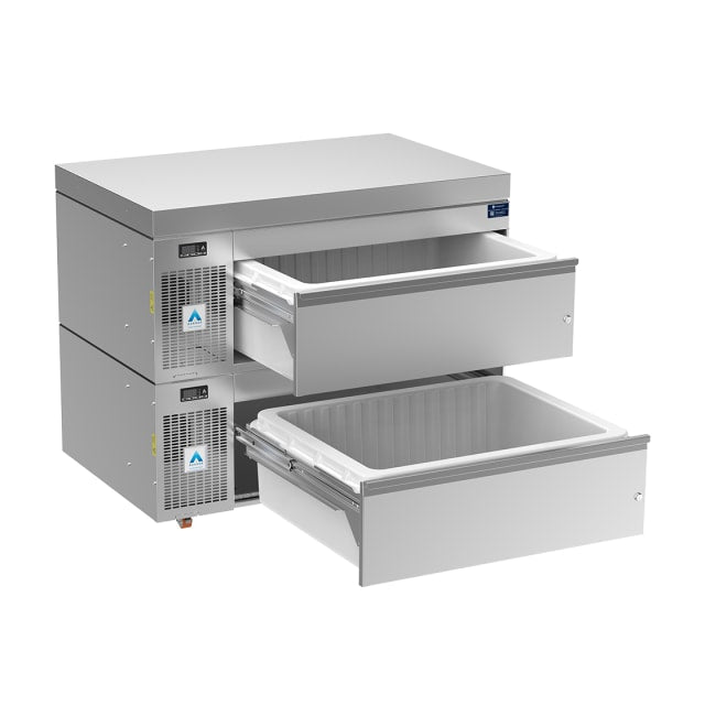 Adande VCS2.CHS | Double Dual Temperature Drawer | Standard Castor (adjustable) / Heatshield Top