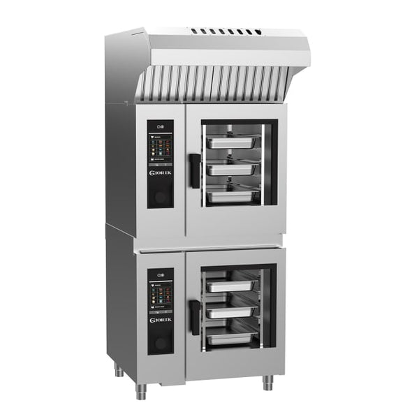 Giorik SEREST.11.0606.SF.H | Stacked Steambox R Series Electric Combi Oven | 6 on 6 x 1/1 GN with Standard Filter with Hood | Right Hand Hinge Door