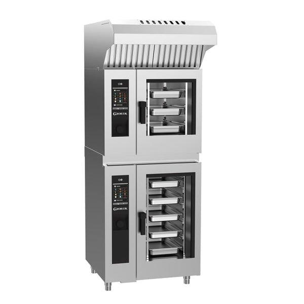 Giorik SEREST.11.0610.SF.H | Stacked Steambox R Series Electric Combi Oven | 6 on 10 x 1/1 GN with Standard Filter & Hood | Right Hand Hinge Door