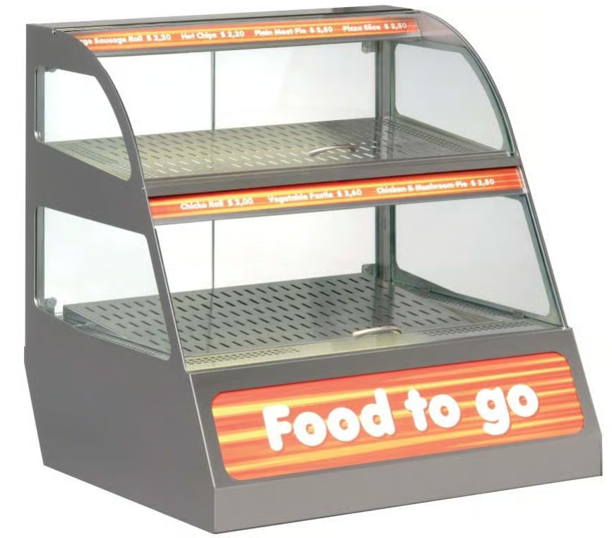 UNIS Square 2 Tray I HOT Kentucky I Table Top I Food Warmer Display I Hot I Food Display Cabinet