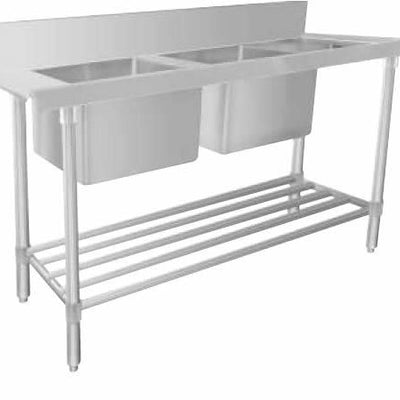 Mixrite WSS27165R Stainless Steel Dishwasher Double Inlet Sink Right 700mm Depth - 1650mm Wide