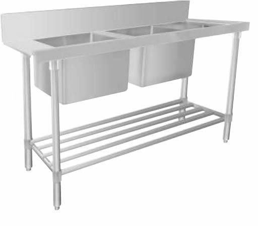 Mixrite WSS26165L Stainless Steel Dishwasher Double Inlet Sink Left 600mm Depth - 1650mm Wide