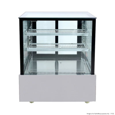 Bonvue SSU90-2XB | 2 Shelves | Black Trim | Square Glass | Refrigerated Food Display | Cake Display Cabinet