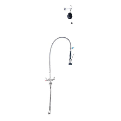 3monkeez T-3M53500 Stainless Steel Line Retractor Dual Hob Mounted Pre Rinse Unit I No Pot Filler