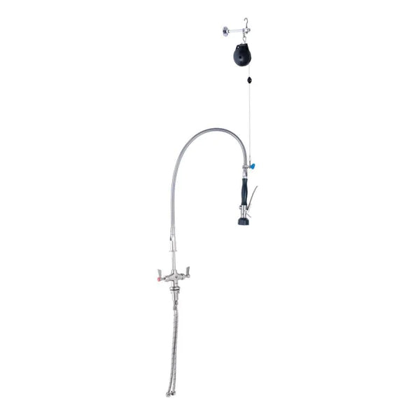 3monkeez T-3M53500 Stainless Steel Line Retractor Dual Hob Mounted Pre Rinse Unit I No Pot Filler