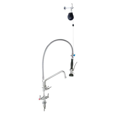 3monkeez T-3M53512 Stainless Steel Line Retractor Dual Hob Mounted Pre Rinse Unit I 12" Pot Filler