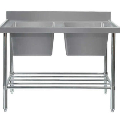 Mixrite SS2724C Double Sink Bench 700mm Depth Center - 2400mm Wide