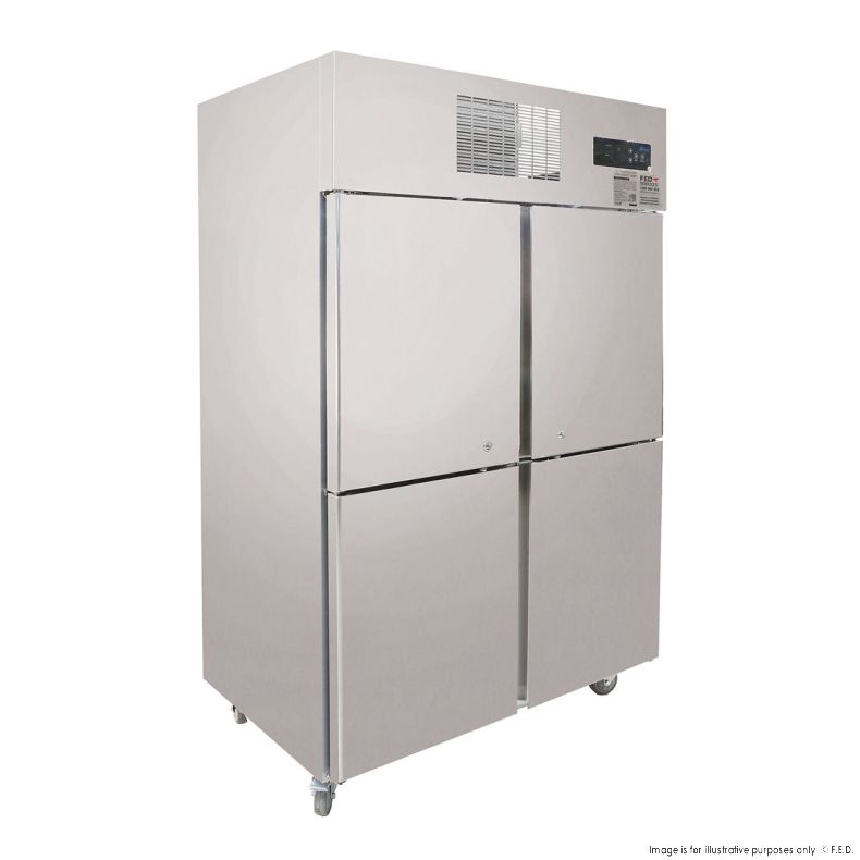 F.E.D SUF1000 I Thermaster I Tropical 4 x Half Door SS I Upright Freezer
