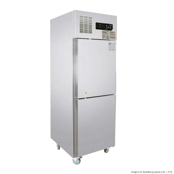 F.E.D SUF500 I Thermaster I Tropical 2 x Half Door SS I Upright Freezer