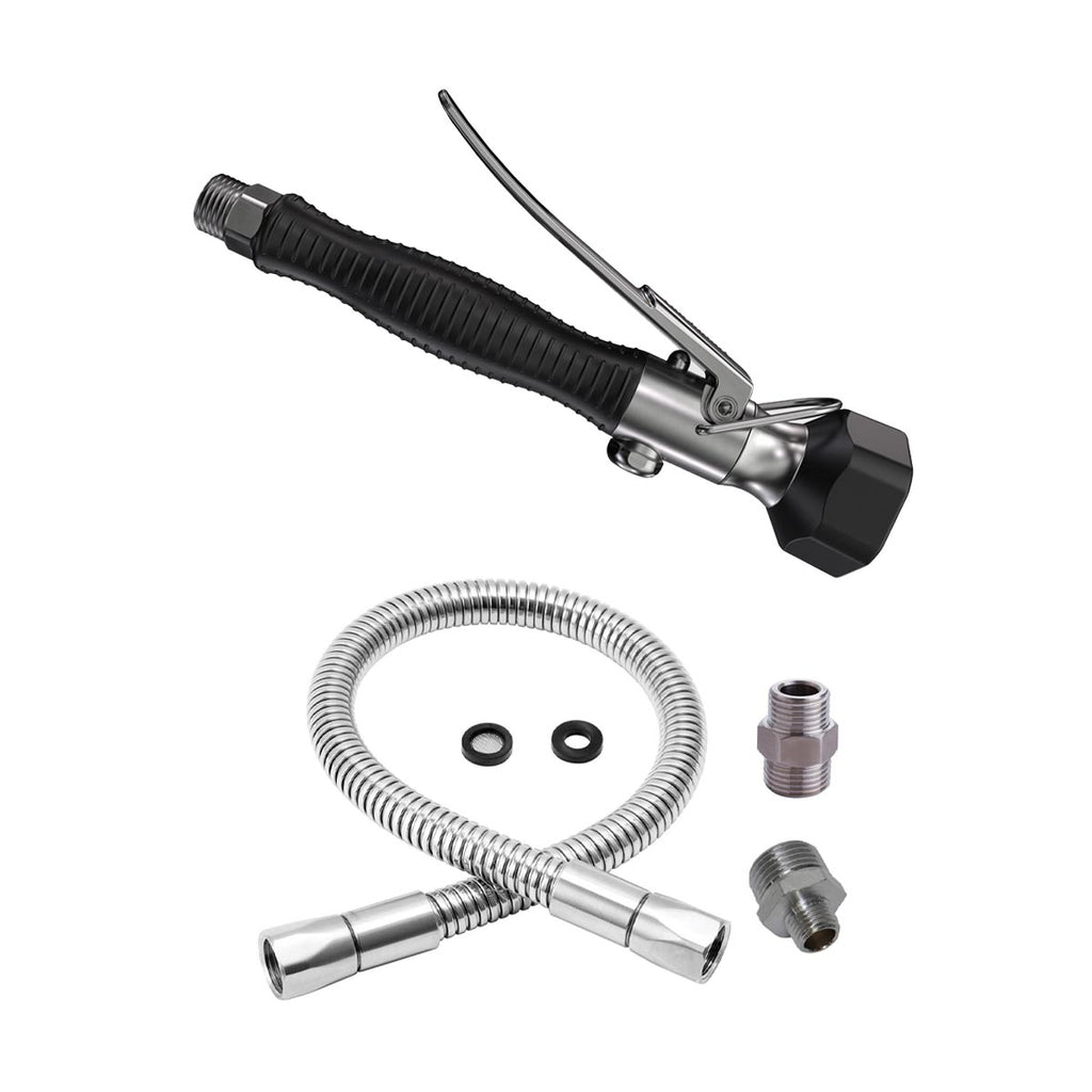 3monkeez T-3M2919 Pre Rinse Unit Hose 1000mmL - Including Adaptors and Black Trigger Gun