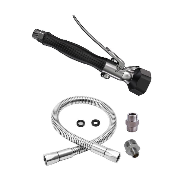 3monkeez T-3M2919 Pre Rinse Unit Hose 1000mmL - Including Adaptors and Black Trigger Gun