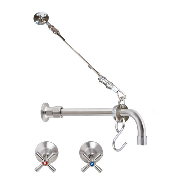 3monkeez T-3MCSKIT-C08 Cleaners Sink Concealed Wall Mount Spout with Wall Stops and Wall Bracket