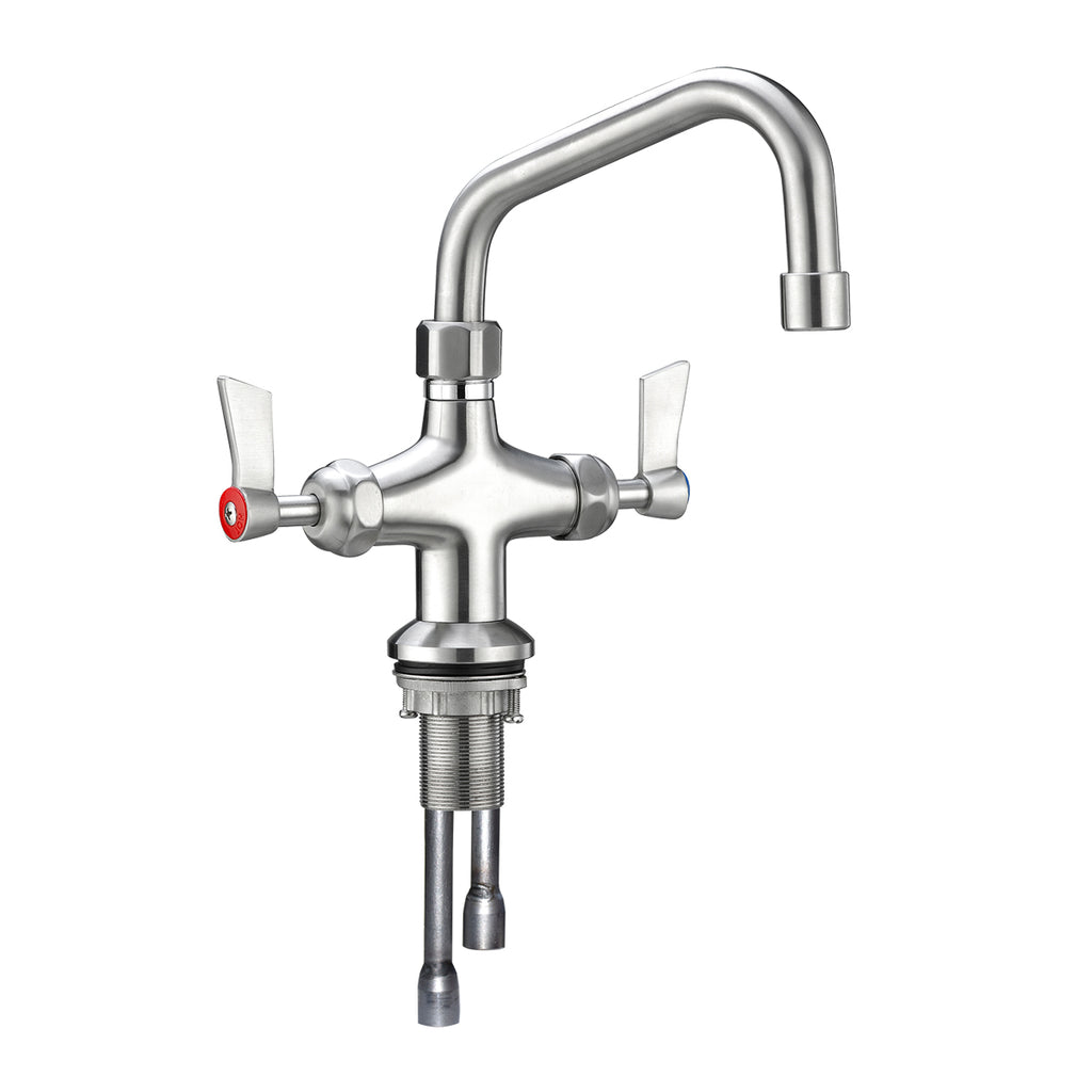3monkeez T-3MDH08 Stainless Steel Dual Bench Mount Tap Body with 8" Spout