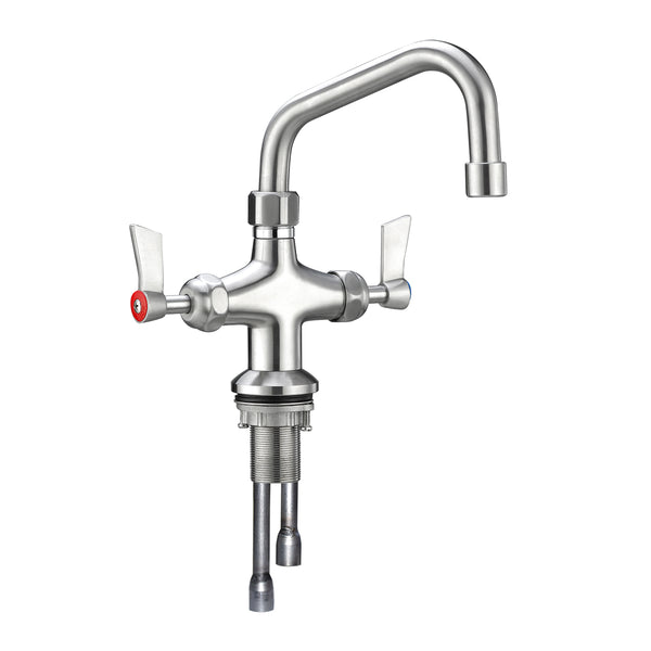 3monkeez T-3MDH08 Stainless Steel Dual Bench Mount Tap Body with 8" Spout