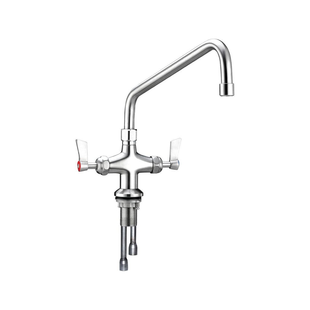 3monkeez T-3MDH12 Stainless Steel Dual Bench Mount Tap Body with 12" Spout