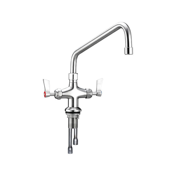 3monkeez T-3MDH12 Stainless Steel Dual Bench Mount Tap Body with 12" Spout