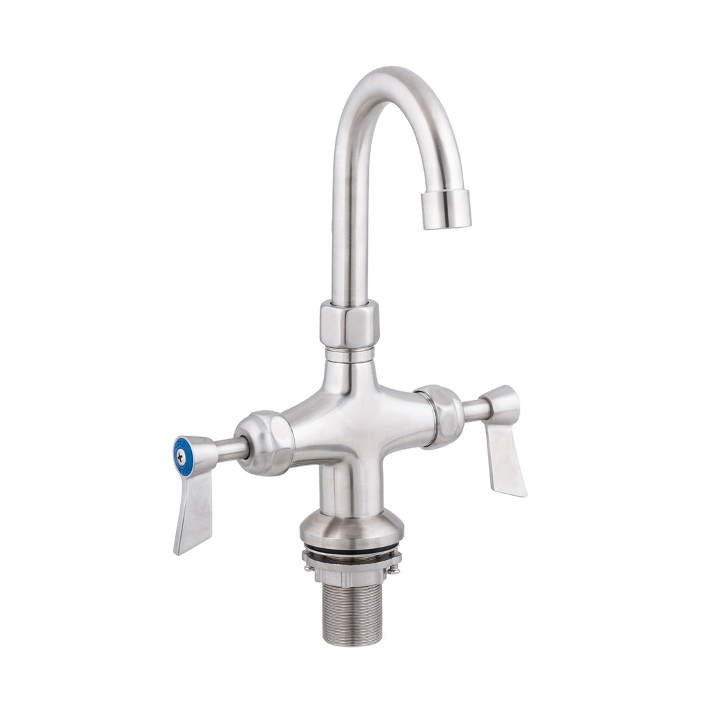 3monkeez T-3MDHG07 Dual Bench Mount Body with Gooseneck Swivel 7" Spout