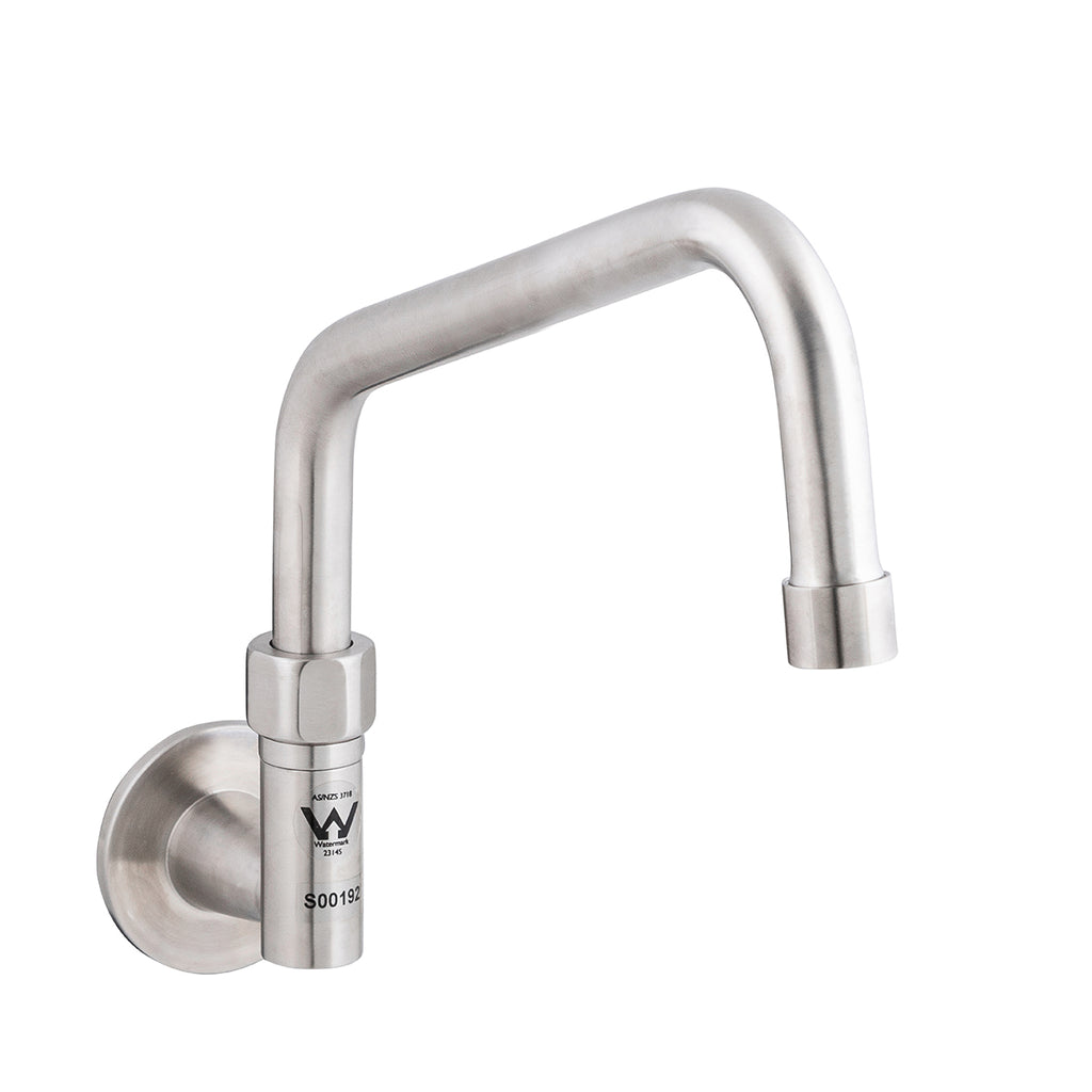 3monkeez T-3MWE08 Stainless Steel Wall Elbow and 8" Spout