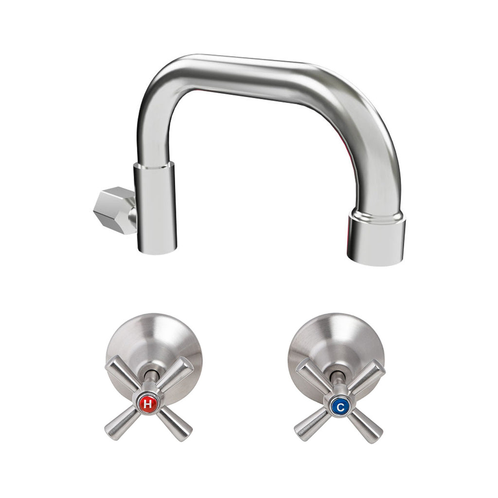 3monkeez T-3MSS-CSCTS Cleaner's Sink Tap Set with Swivel Spout and Cross Handle Top Assemblies