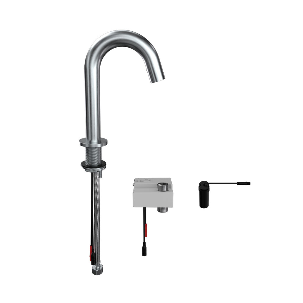 3monkeez T-3MSS-GHMST21B Gooseneck Bench Mounted Infrared Sensor Tap - Battery Powered