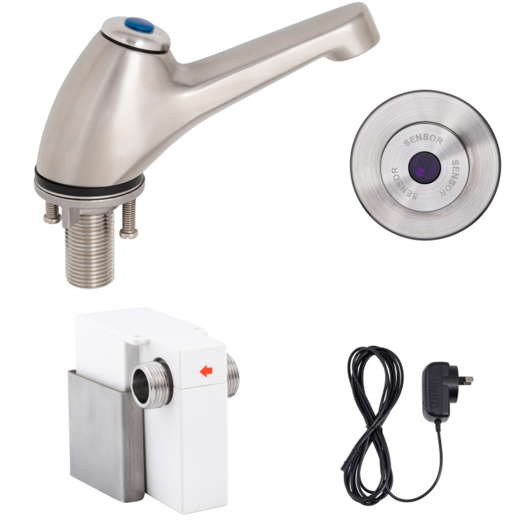 3monkeez T-3MSS-PTSWM Pillar Tap with Wall-Mount Sensor Mains Operated