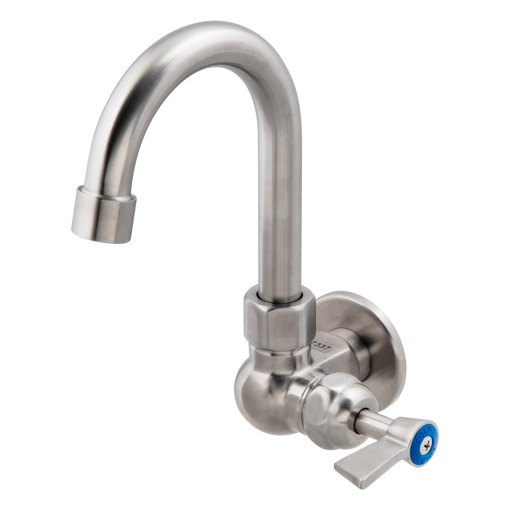3monkeez T-3MSWG07 Stainless Steel Single Wall Mount Body with Single Control and 7" Gooseneck Swivel Spout