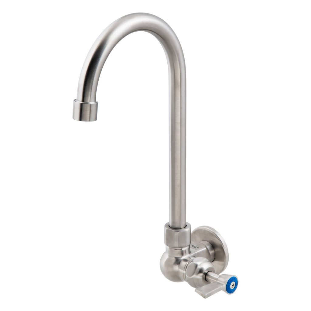 3monkeez T-3MSWG12 Stainless Steel Single Wall Mount Body with Single Control and 12" Gooseneck Swivel Spout