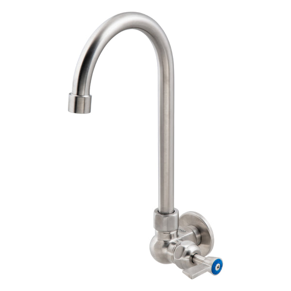 3monkeez T-3MSWG12 Stainless Steel Single Wall Mount Body with Single Control and 12" Gooseneck Swivel Spout