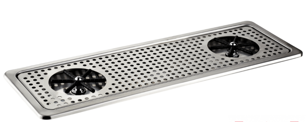 F.E.D T9860-C-DF I Benchtop I Double Glass Rinsers I Counter Top I Glass Rinser I with Drainage Tray

