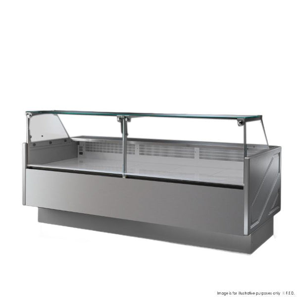 F.E.D TDMR-0925 Tecnodom Serie MR9.5 Silver 2480mm Wide Deli Display with Storage and Castors