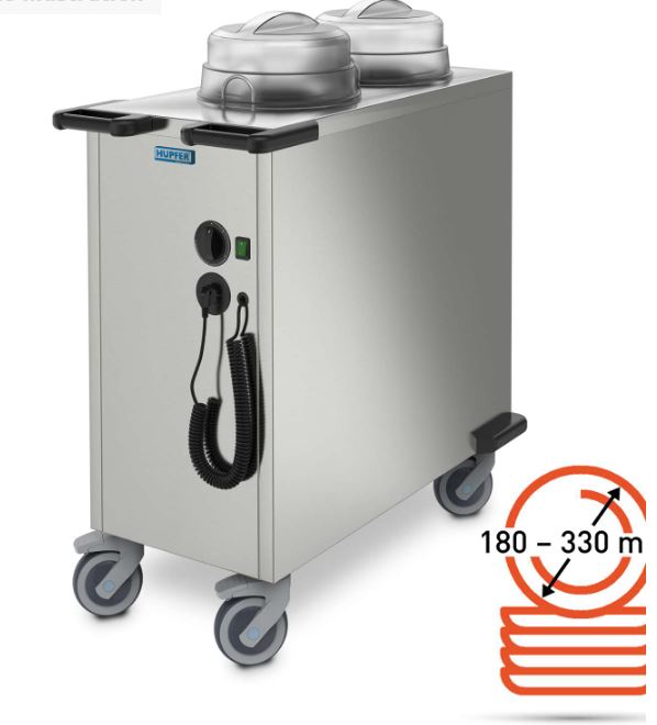 Plate Stacker, Hupfer, TEH-2-V18-33,  Twin Tube Plate, Heated Dispenser, Suit 180-330mm 
