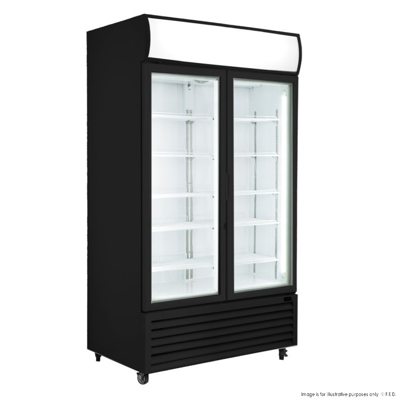 F.E.D LG-1000BP I Thermaster I Double Door Fridge I Black Fridge I Upright Beverage Fridge