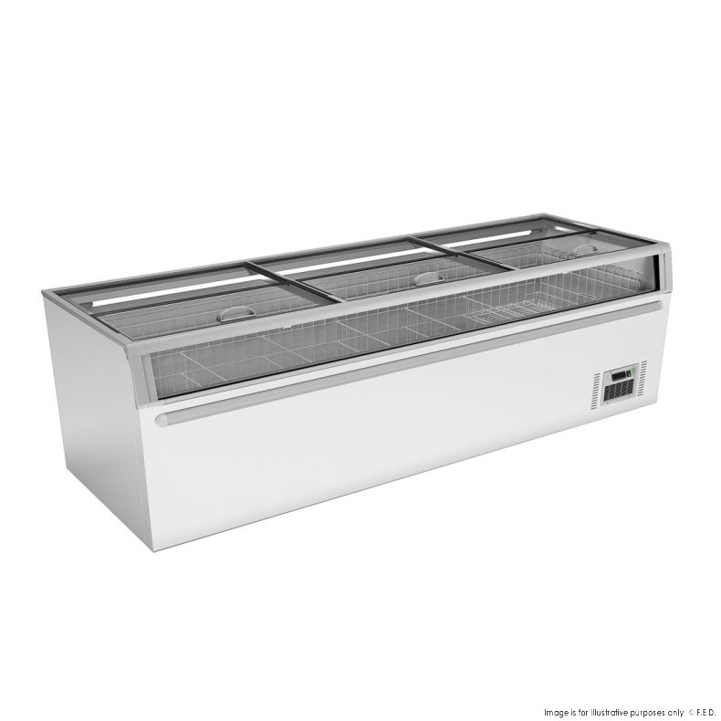 F.E.D ZCD-L250G I Thermaster I Supermarket Island Freezer I with Sliding I Glass Lid